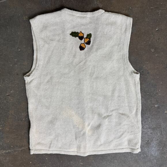 Bobbie Brooks Thanksgiving Fall Vest Women's S Acorns Maple Leaf Knit Wear - Picture 2 of 6